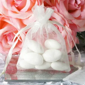 3"x4" Ivory Organza Jewellery Wedding Birthday Party Favor Gift Drawstring Pouches Bags - 10/pk