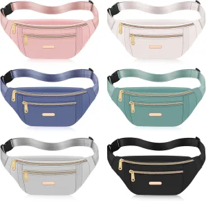 6 Pcs Fanny Pack Waist Pack Crossbody Waist Bag with Adjustable Strap for Women Men for Traveling Running Sports Workout