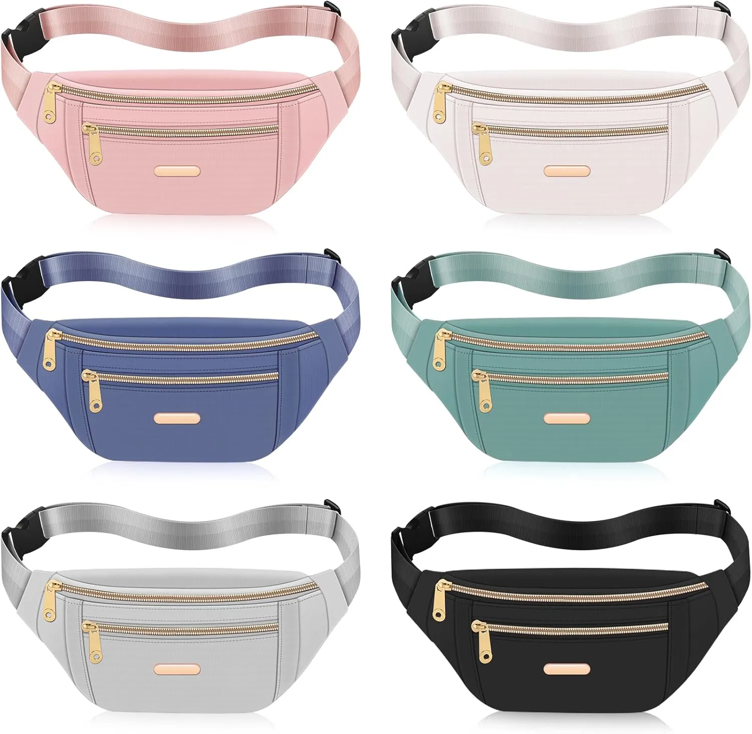 6 Pcs Fanny Pack Waist Pack Crossbody Waist Bag with Adjustable Strap for Women Men for Traveling Running Sports Workout