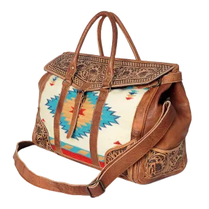 American Darling Aztec & Brown Leather Duffle Bag ADBG588