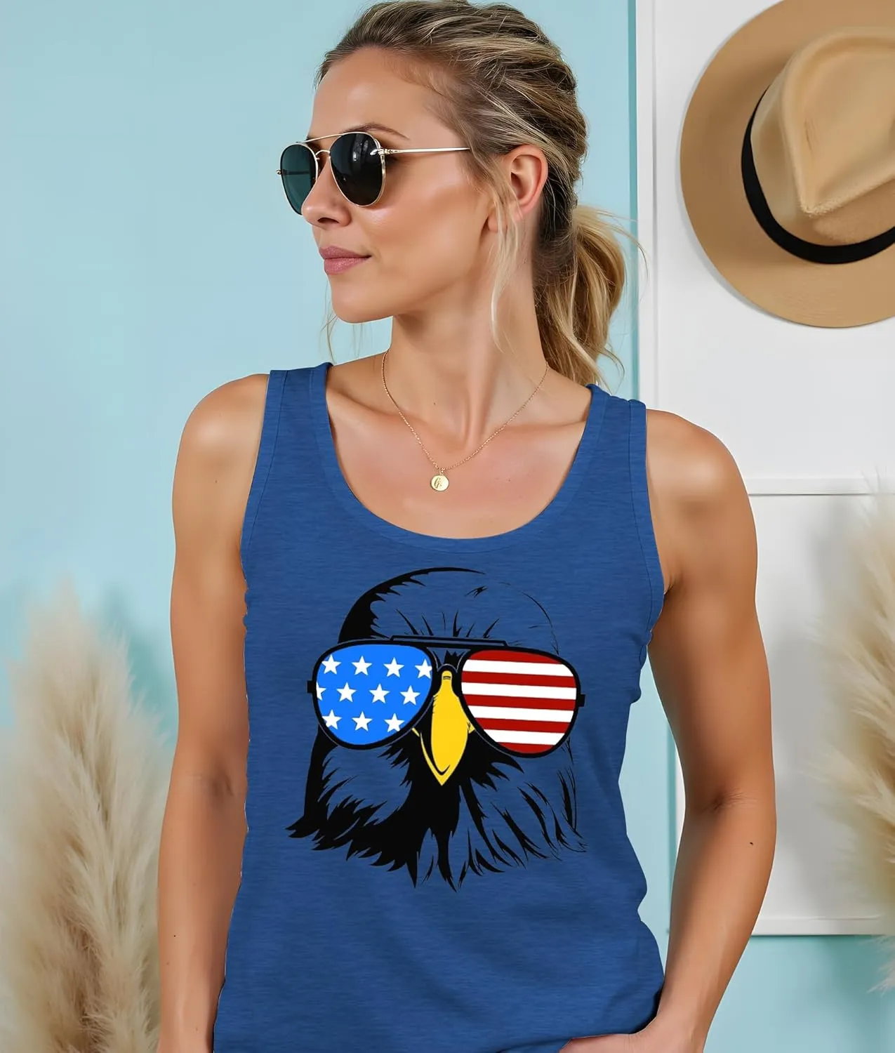 American Flag Tank Tops Women 4th of July Vest Patriotic Shirt USA Flag Stars Stripes Sleeveless