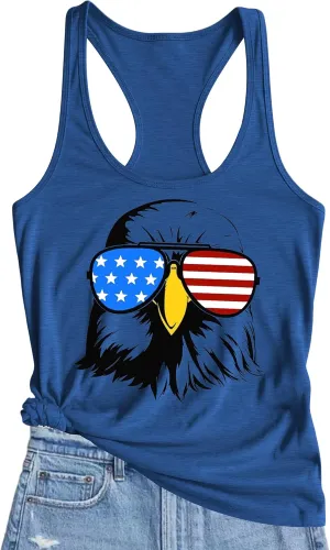 American Flag Tank Tops Women 4th of July Vest Patriotic Shirt USA Flag Stars Stripes Sleeveless