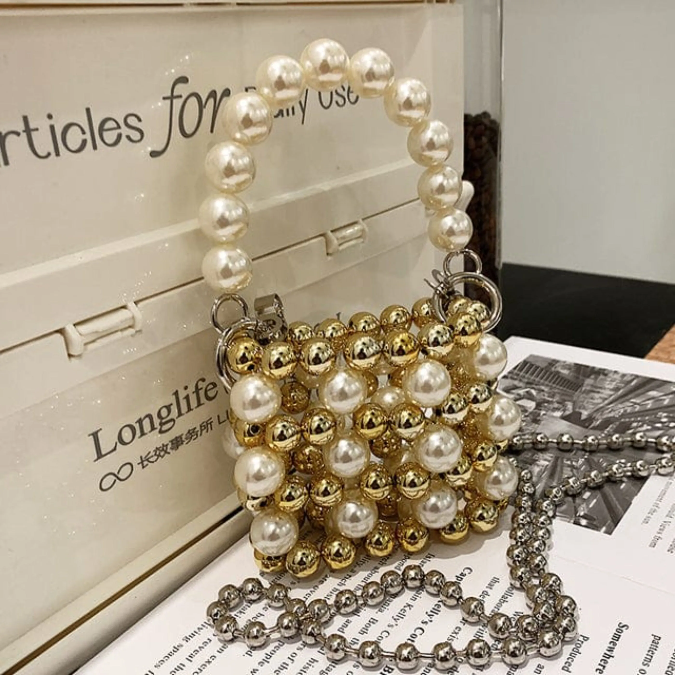 Big Pearl Unique Handmade Pearl Bead Bag