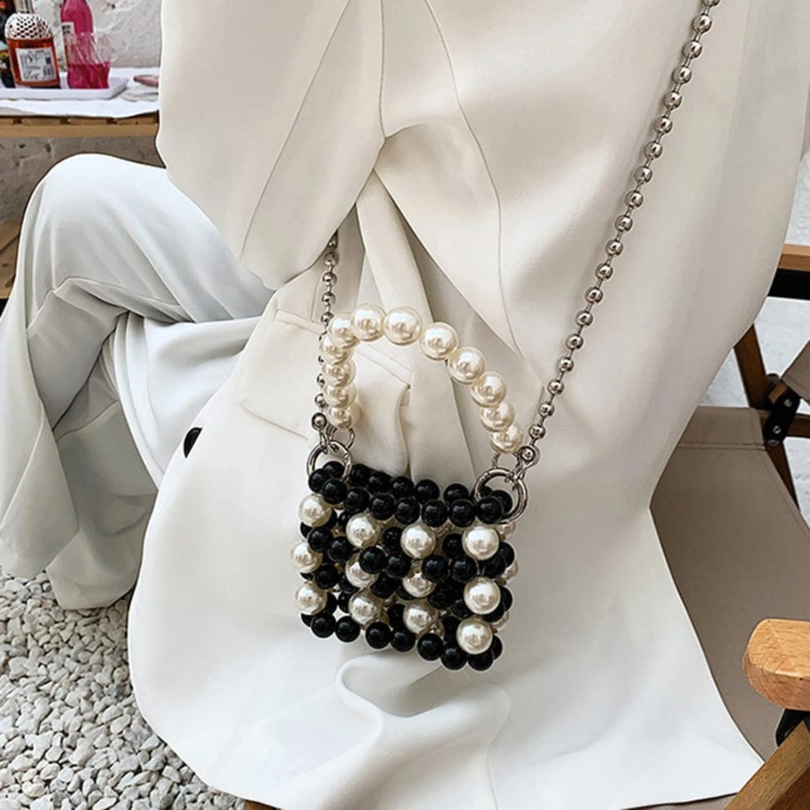 Big Pearl Unique Handmade Pearl Bead Bag