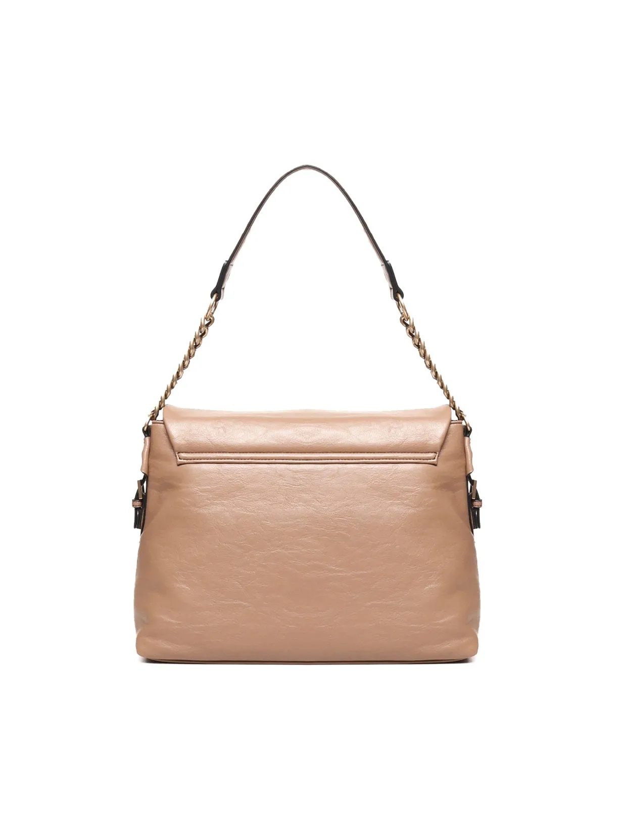 Black Soft Shoulder Bag with Gold Accents
