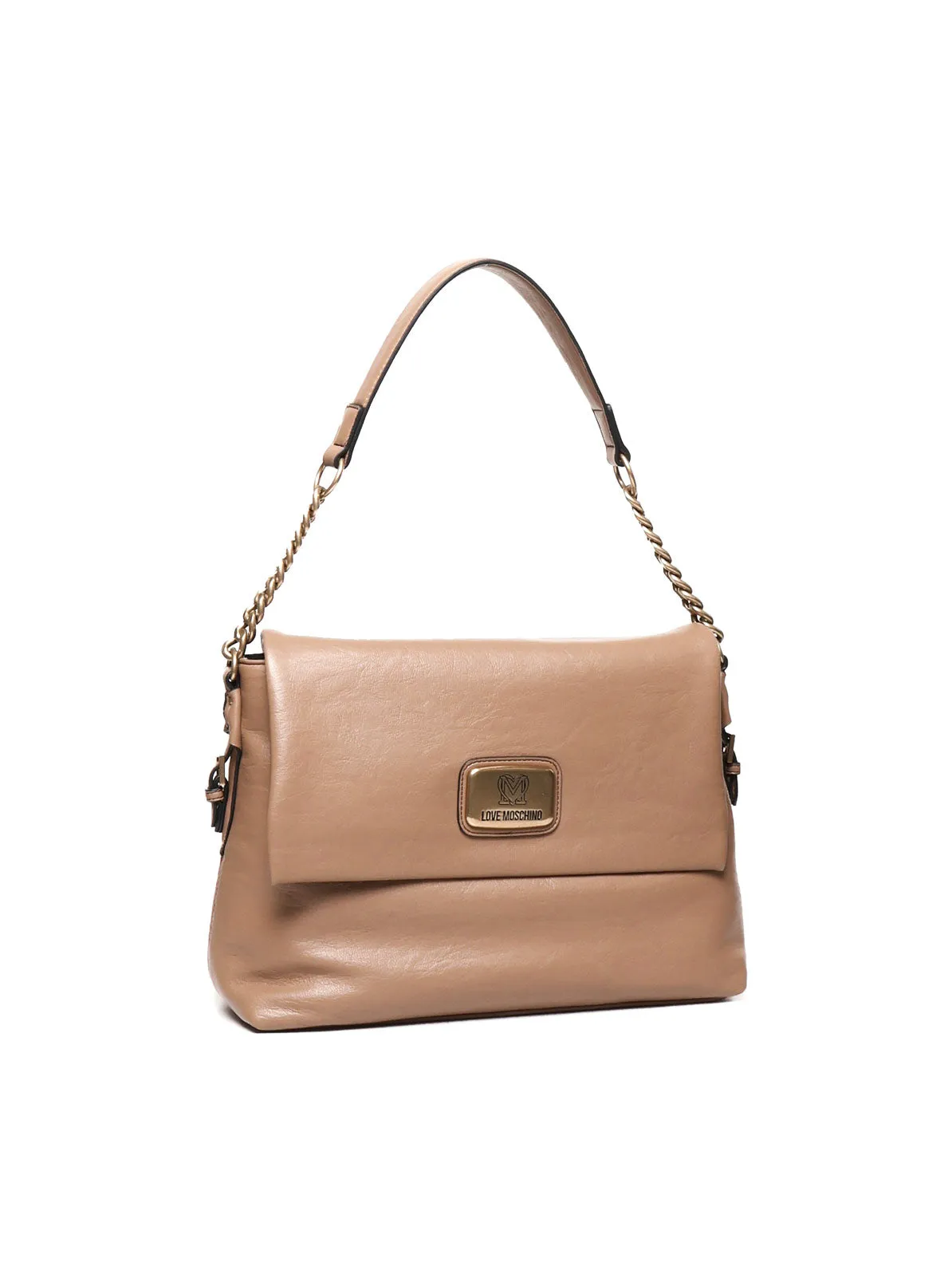 Black Soft Shoulder Bag with Gold Accents