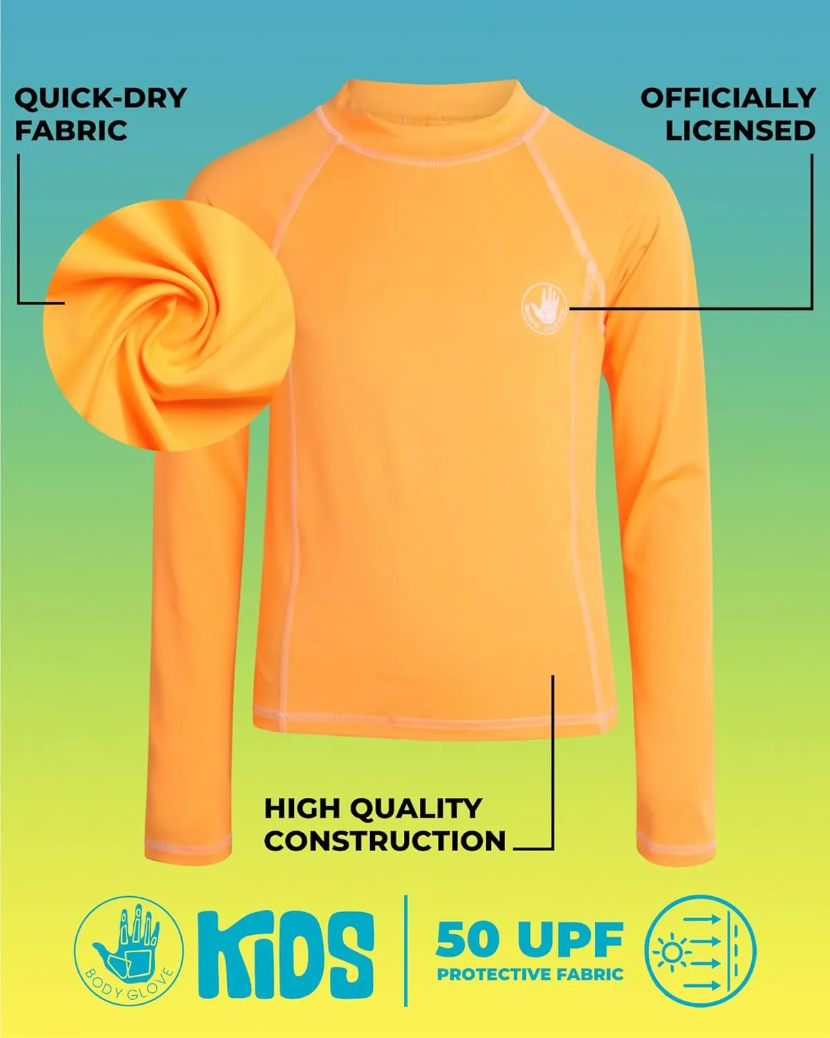 Body Glove Boys Swim Shirt - 2 Pack UPF 50  Sun Protection Quicky Dry Long Sleeve Rash Guard for Boys Kids Swimwear (2T-14)