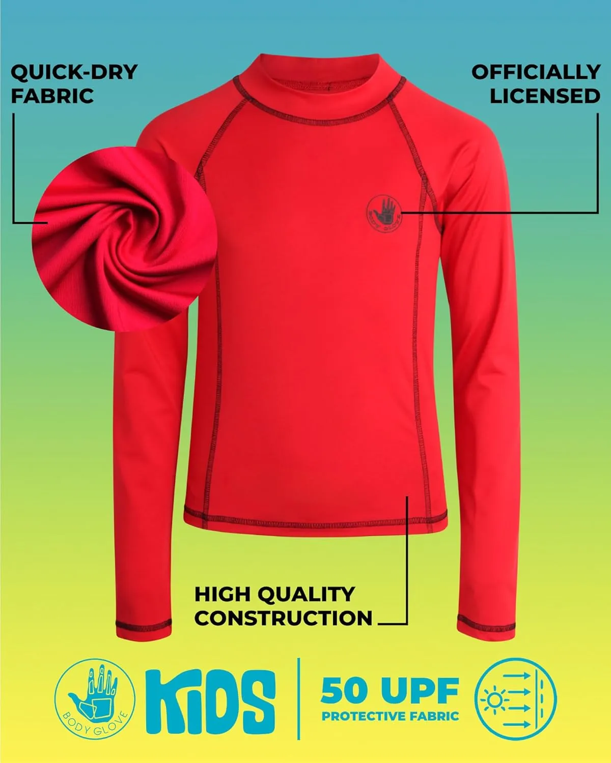 Body Glove Boys Swim Shirt - 2 Pack UPF 50  Sun Protection Quicky Dry Long Sleeve Rash Guard for Boys Kids Swimwear (2T-14)