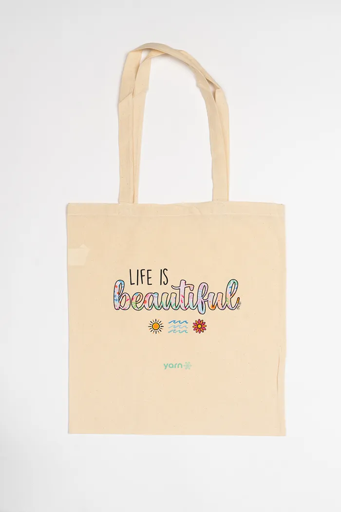 Caitlin Trindall Long Handle Natural Cotton Tote Bag Bundle (4 Pack)