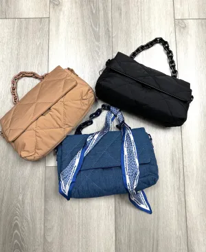 Chain Detail Crossbody with Decorative Scarf