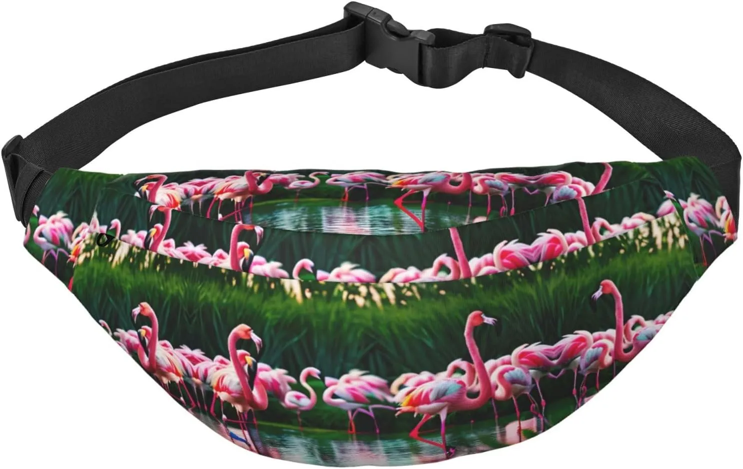 Colorful and fabulous flamingos Adjustable Belt Hip Bum Bag Fashion Water Resistant Hiking Waist Bag for Traveling Casual Running Hiking Cycling