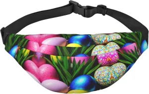 Colorful Easter Eggs Adjustable Belt Hip Bum Bag Fashion Water Resistant Hiking Waist Bag for Traveling Casual Running Hiking Cycling