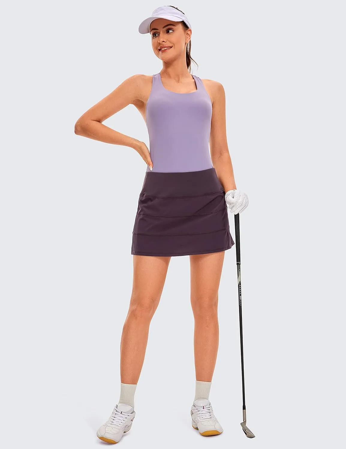 CRZ YOGA Women's Lightweight High Waisted Tennis Skirts A Line Athletic Workout Running Sports Golf Skorts with Pockets