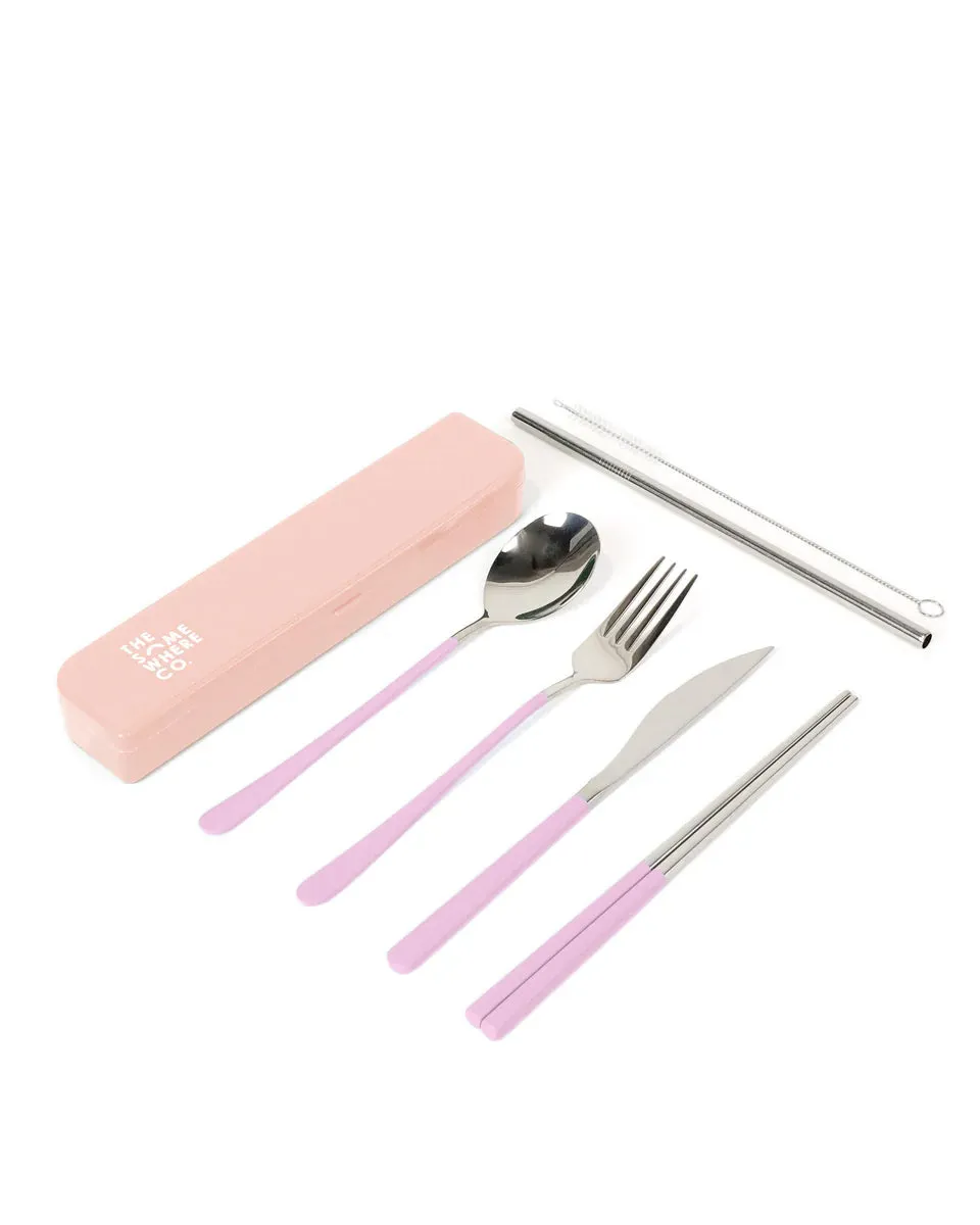 Cutlery Kit - Silver with Lilac Handle