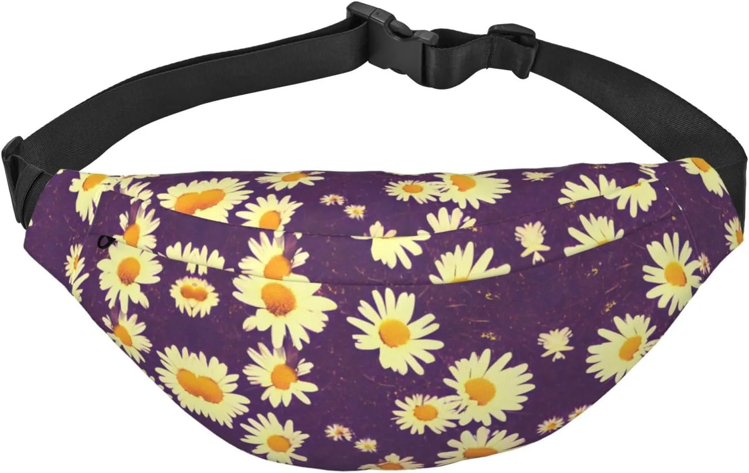 Daisy Purple Flowers Adjustable Belt Hip Bum Bag Fashion Water Resistant Hiking Waist Bag for Traveling Casual Running Hiking Cycling