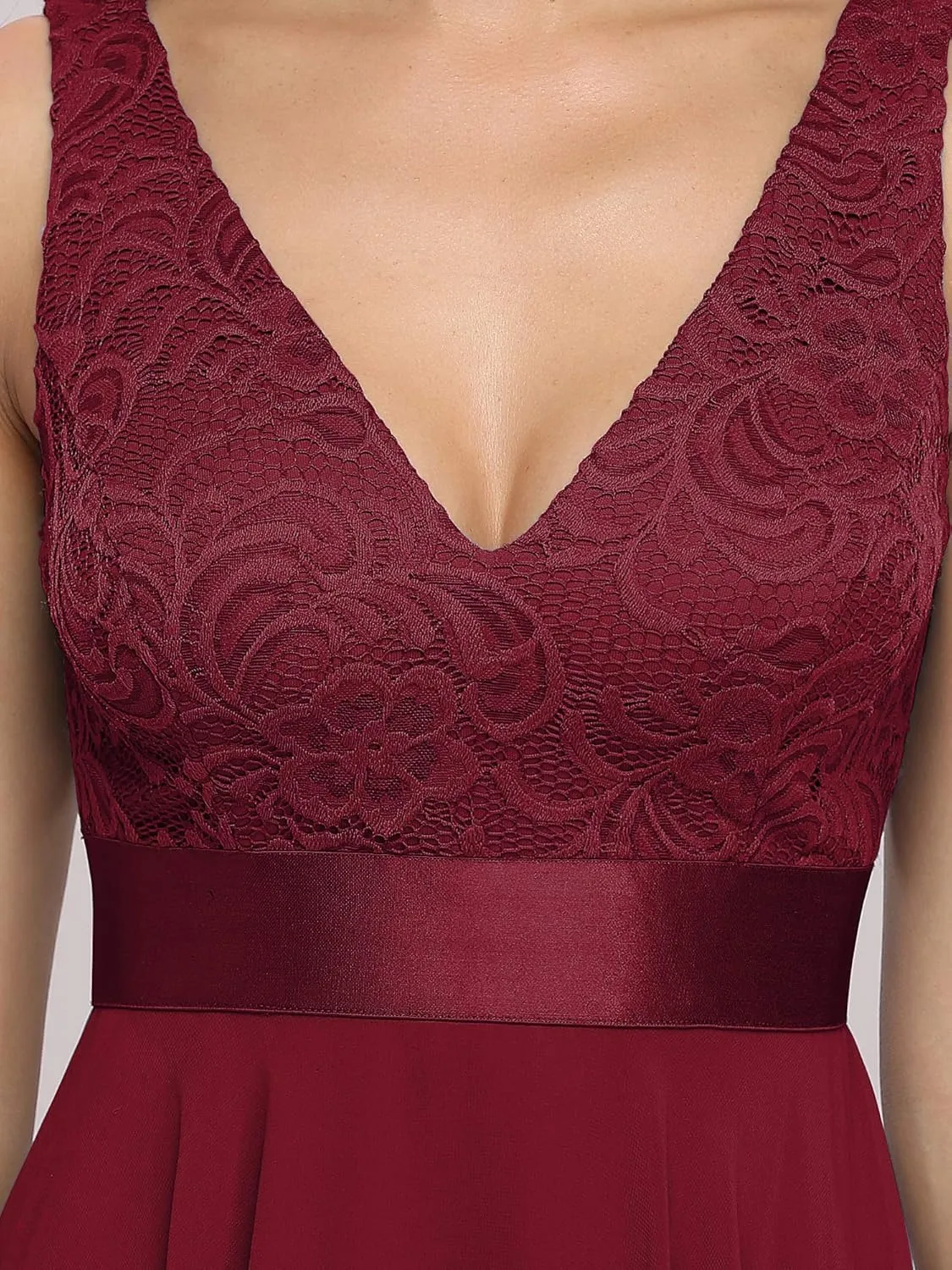 Ever-Pretty Women's Sexy V Neck Empire Waist Sleeveless Lace Chiffon Hi-Lo Cocktail Dress 00207-PH