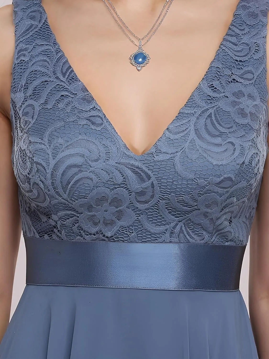 Ever-Pretty Women's Sexy V Neck Empire Waist Sleeveless Lace Chiffon Hi-Lo Cocktail Dress 00207-PH
