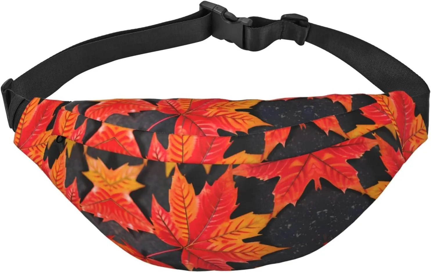 Fall Red Leaves Adjustable Belt Hip Bum Bag Fashion Water Resistant Hiking Waist Bag for Traveling Casual Running Hiking Cycling