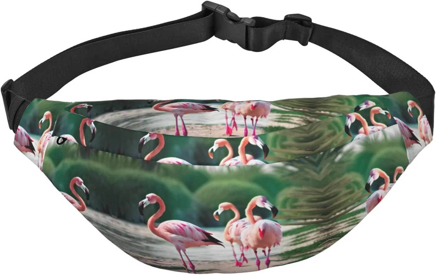 Flamingos and Pineapples Adjustable Belt Hip Bum Bag Fashion Water Resistant Hiking Waist Bag for Traveling Casual Running Hiking Cycling