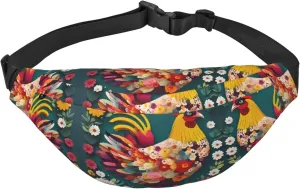 Flower heart chicken Adjustable Belt Hip Bum Bag Fashion Water Resistant Hiking Waist Bag for Traveling Casual Running Hiking Cycling