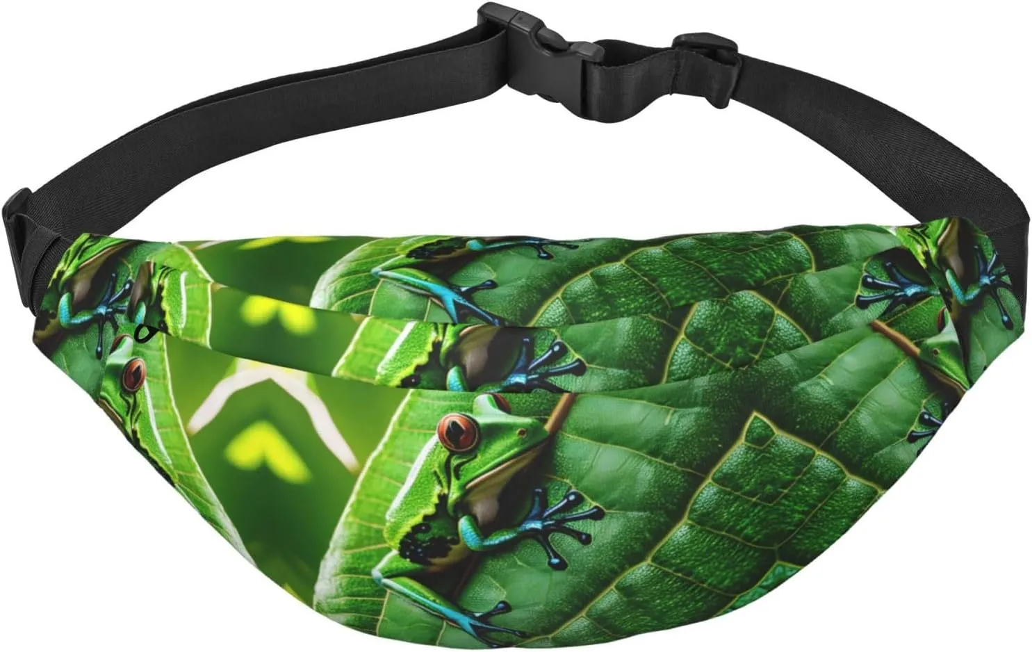 Frog Leaves Adjustable Belt Hip Bum Bag Fashion Water Resistant Hiking Waist Bag for Traveling Casual Running Hiking Cycling