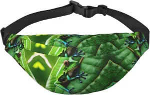 Frog Leaves Adjustable Belt Hip Bum Bag Fashion Water Resistant Hiking Waist Bag for Traveling Casual Running Hiking Cycling