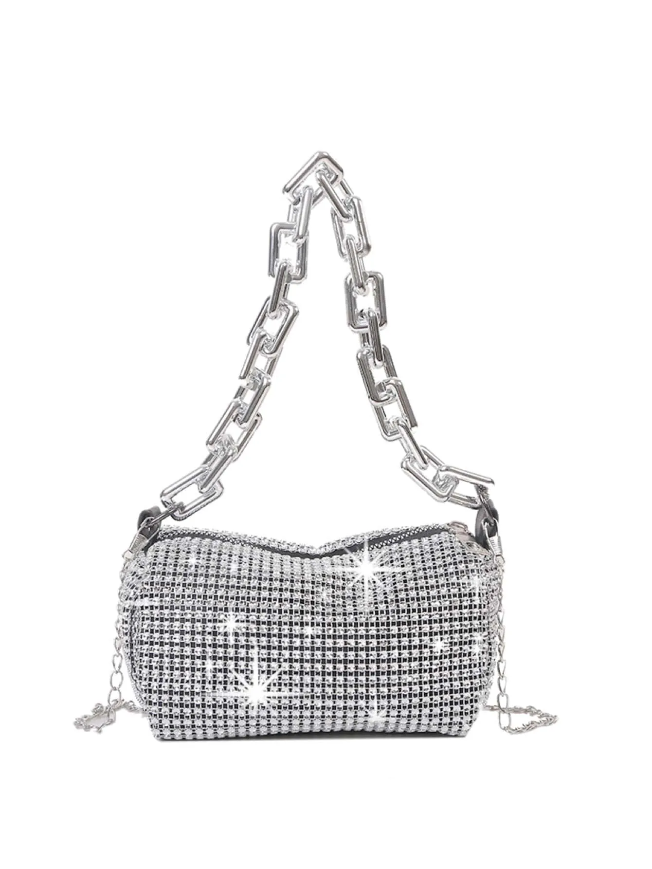 Glitter Bling,Shiny Glamorous,Elegant,Exquisite Mini Rhinestone Decor Chain Bucket Bag Dinner Bag,Evening Bag For Party Girl,Woman,For Female Perfect For Party,Wedding,Prom,Dinner/Banquet, Best Gift For Women