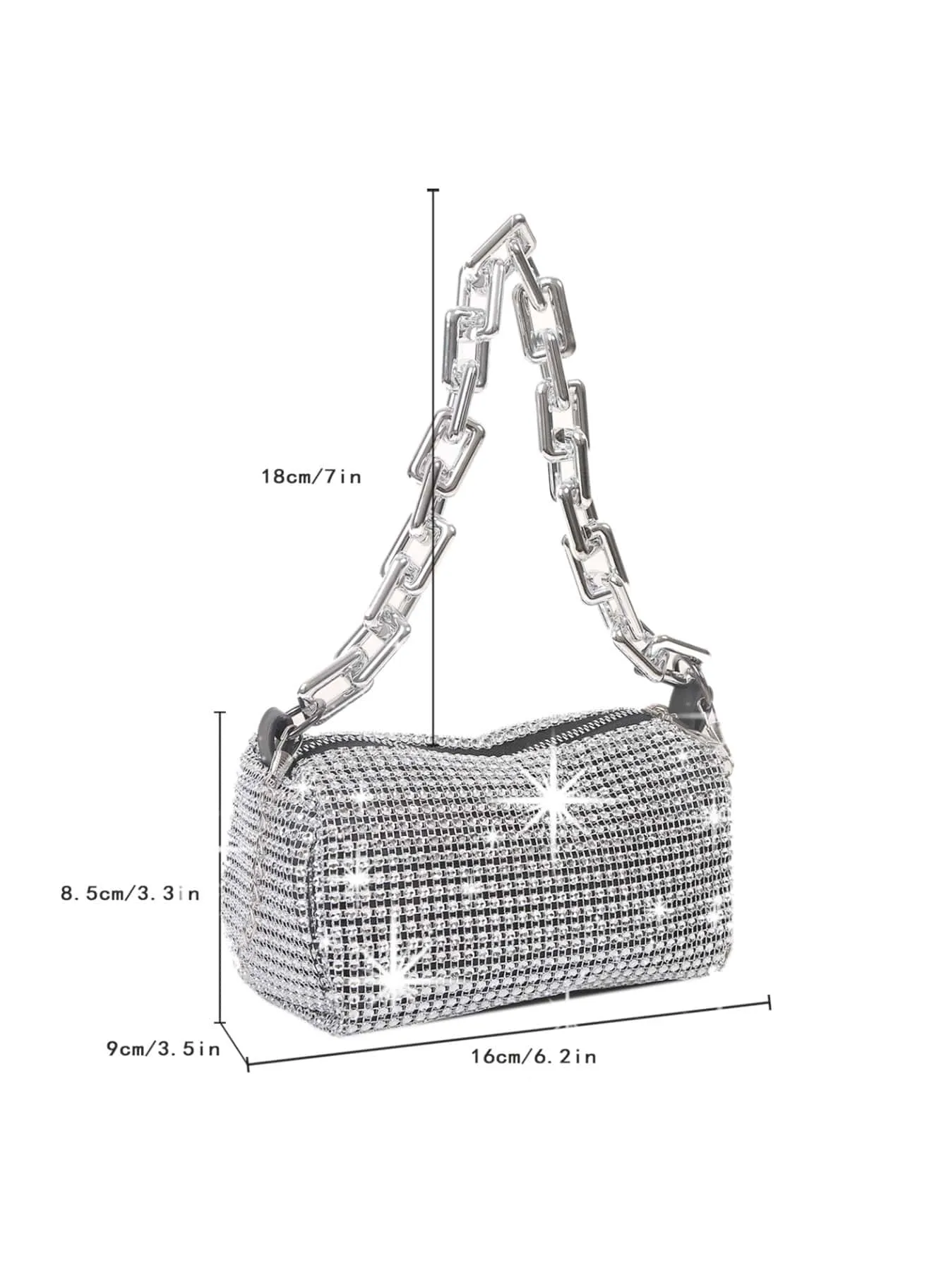 Glitter Bling,Shiny Glamorous,Elegant,Exquisite Mini Rhinestone Decor Chain Bucket Bag Dinner Bag,Evening Bag For Party Girl,Woman,For Female Perfect For Party,Wedding,Prom,Dinner/Banquet, Best Gift For Women