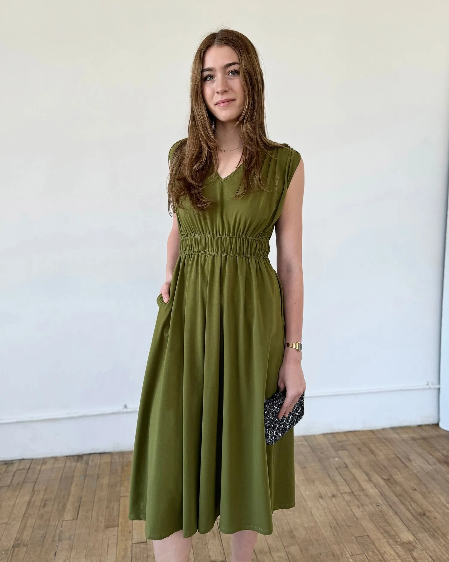 HAMPTON dress in Olive Branch (Backorder, Shipping 5/7/25)