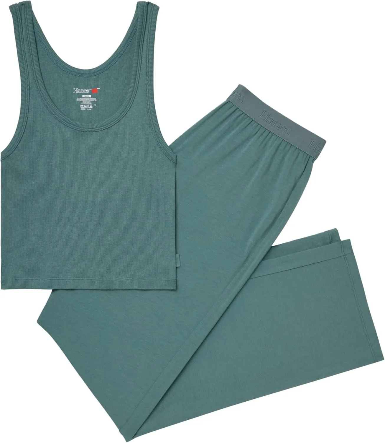 Hanes Women's Originals SuperSoft Comfywear 2 Piece Crop Tank & Lounge Pants Loungewear Set