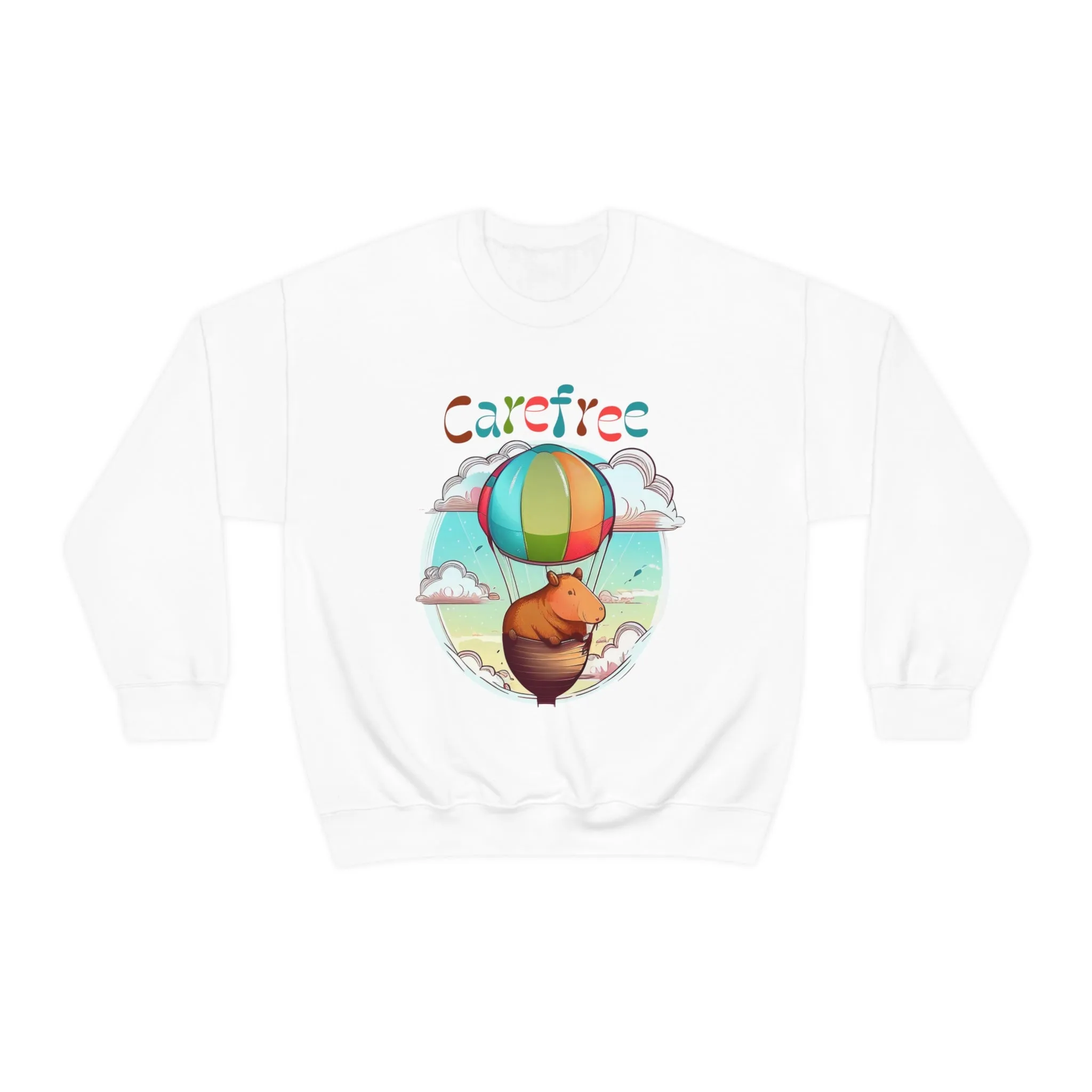 Hot Air Balloon Capybara Shirt | Capybara Lover Gift | Carefree Good Vibes Only Shirt | Unisex Crewneck Sweatshirt