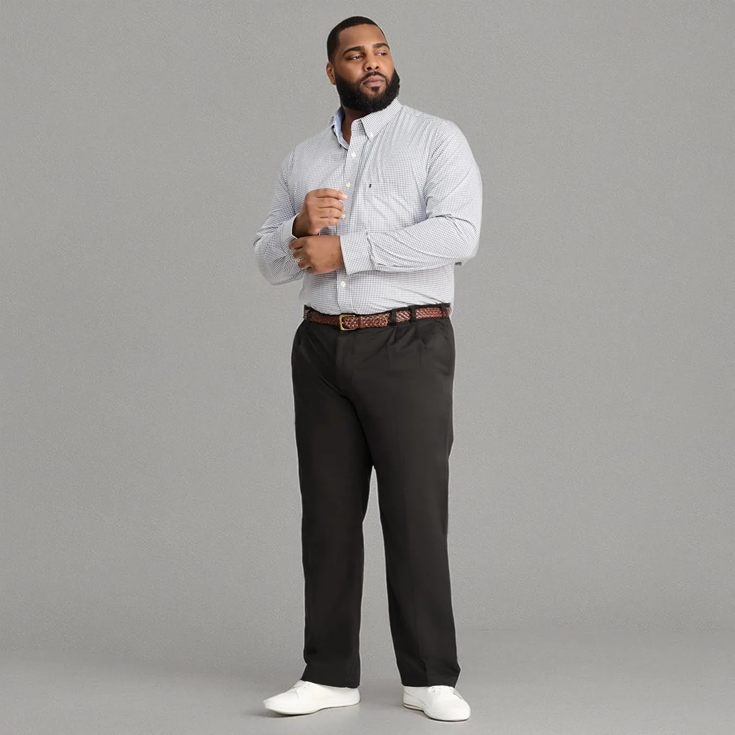 IZOD Men's Big and Tall Performance Stretch Flat Front Pant