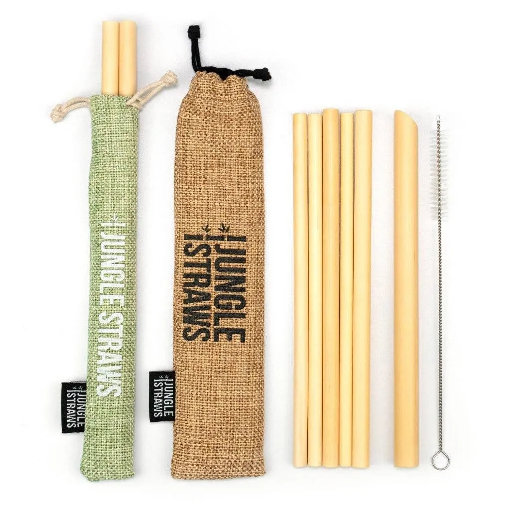 Jungle Culture - Bamboo Straws - Reusable Drinking Straw Set - Plastic-Free: Berry (Red)