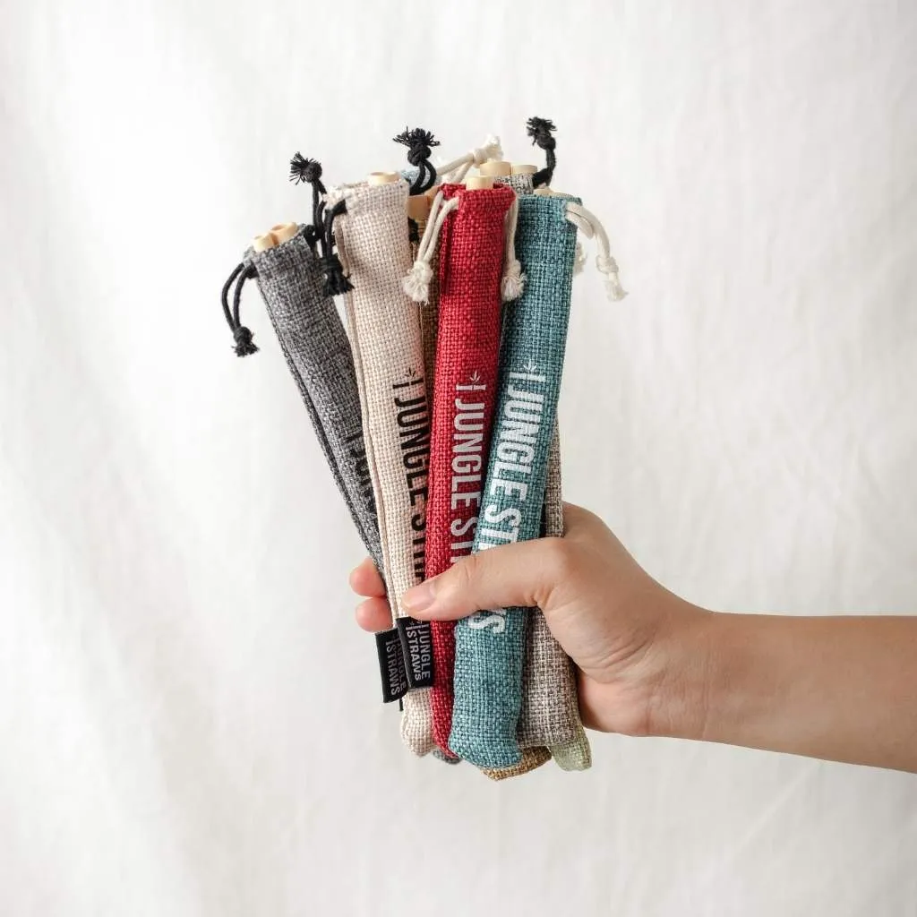 Jungle Culture - Bamboo Straws - Reusable Drinking Straw Set - Plastic-Free: Berry (Red)