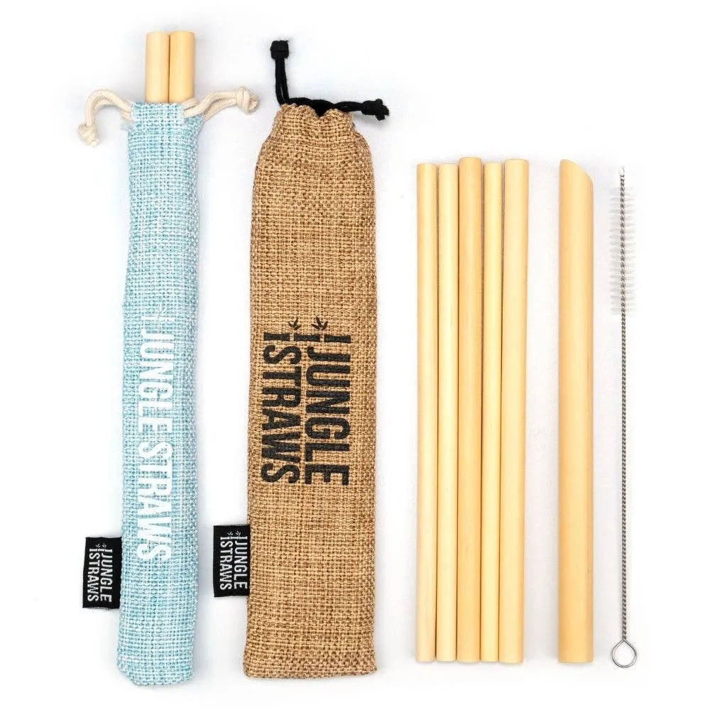 Jungle Culture - Bamboo Straws - Reusable Drinking Straw Set - Plastic-Free: Berry (Red)