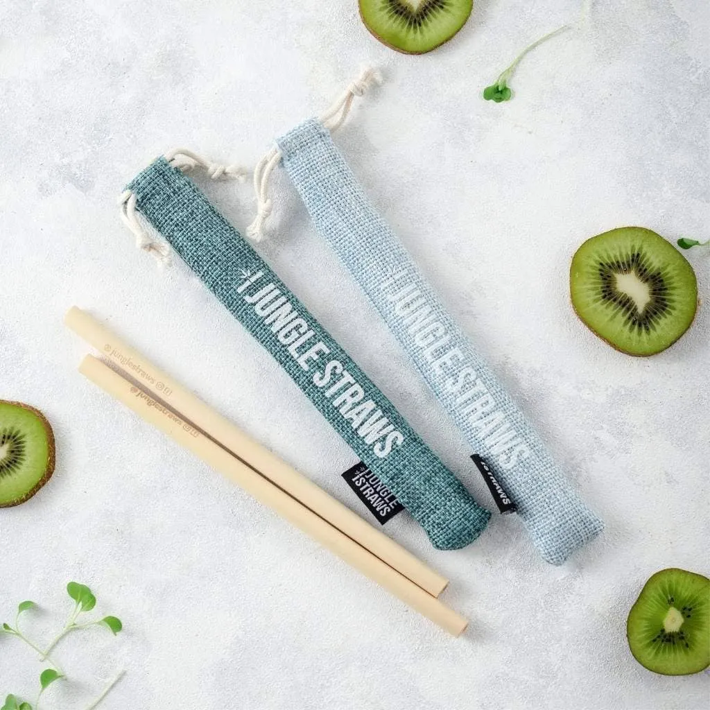 Jungle Culture - Bamboo Straws - Reusable Drinking Straw Set - Plastic-Free: Berry (Red)