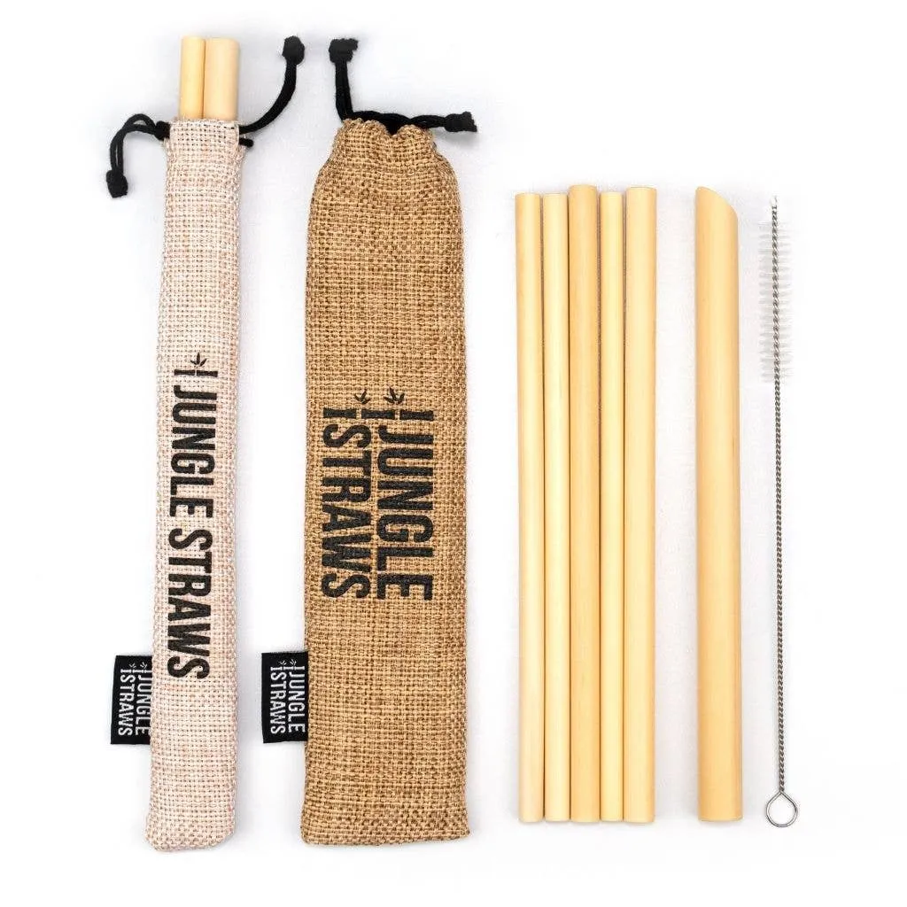 Jungle Culture - Bamboo Straws - Reusable Drinking Straw Set - Plastic-Free: Berry (Red)