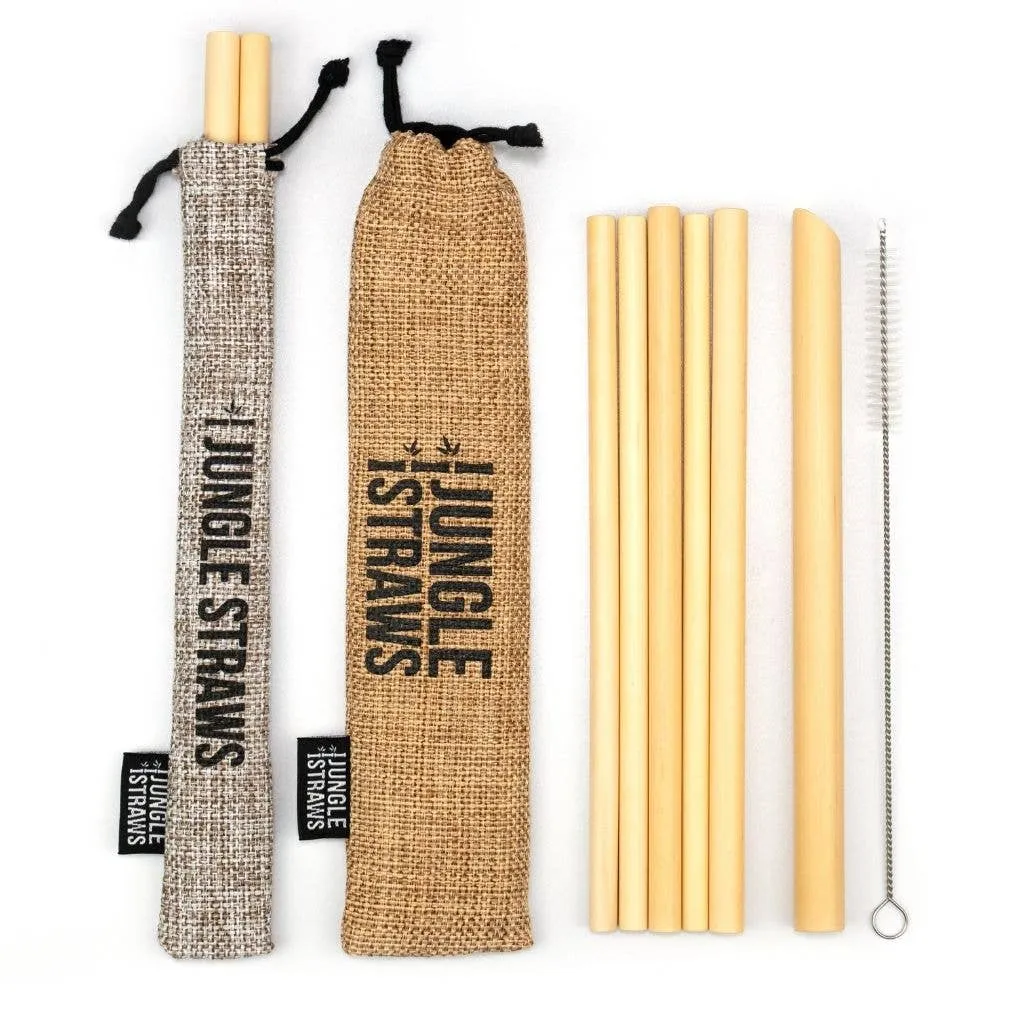 Jungle Culture - Bamboo Straws - Reusable Drinking Straw Set - Plastic-Free: Berry (Red)
