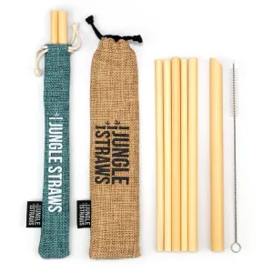 Jungle Culture - Bamboo Straws - Reusable Drinking Straw Set - Plastic-Free: Marine (Deep Green)