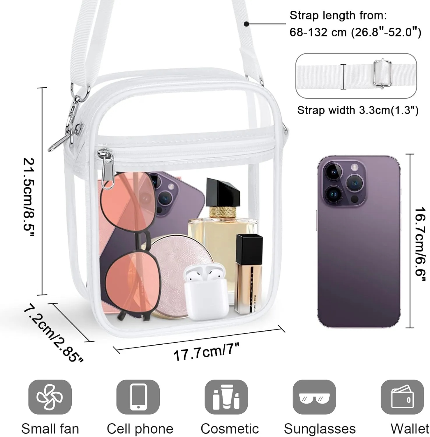 KETIEE Clear Crossbody Bag, Stadium Approved Clear Purse Bag for Concerts Sports Events Festivals