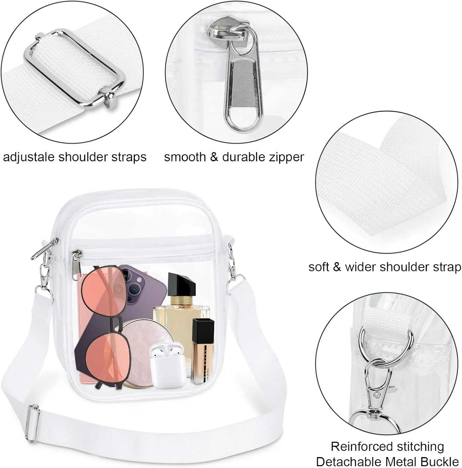 KETIEE Clear Crossbody Bag, Stadium Approved Clear Purse Bag for Concerts Sports Events Festivals