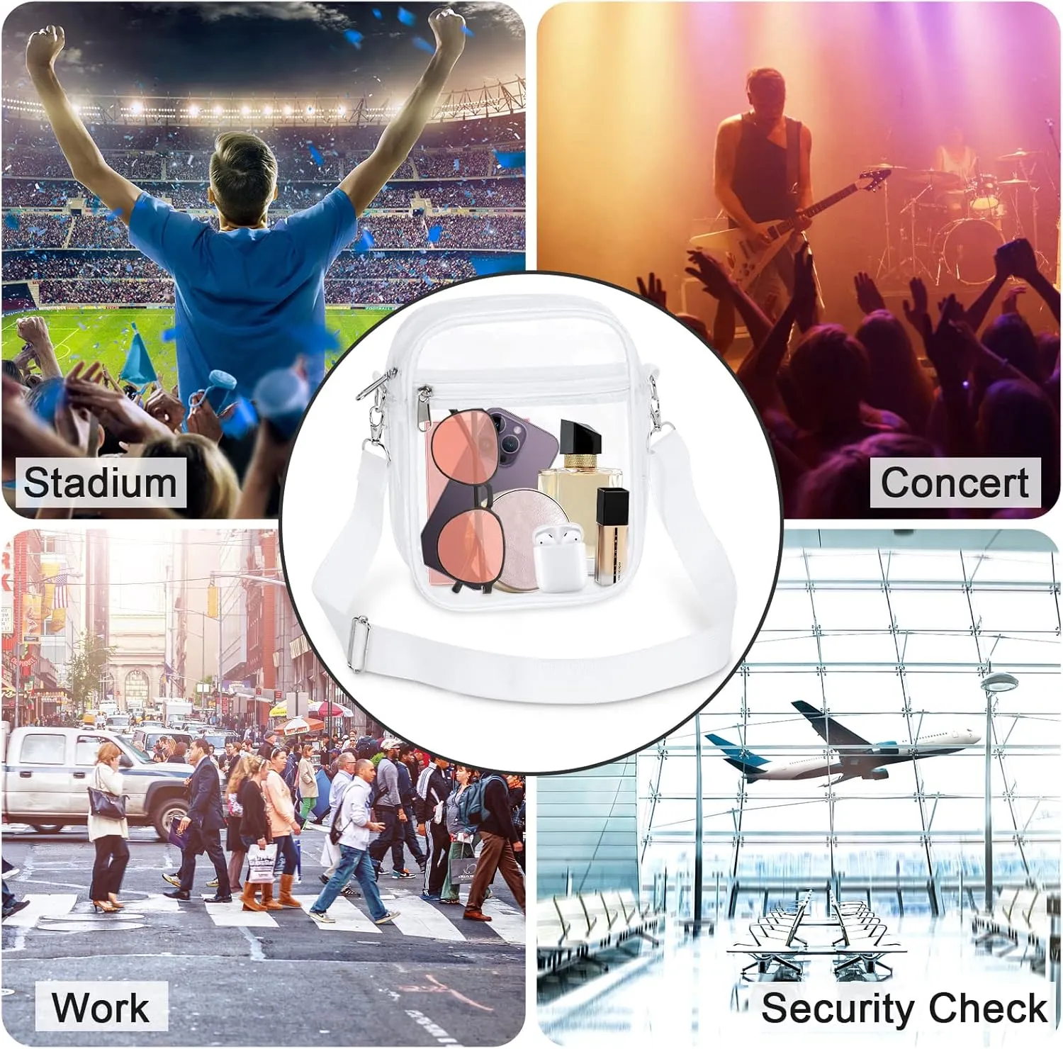 KETIEE Clear Crossbody Bag, Stadium Approved Clear Purse Bag for Concerts Sports Events Festivals