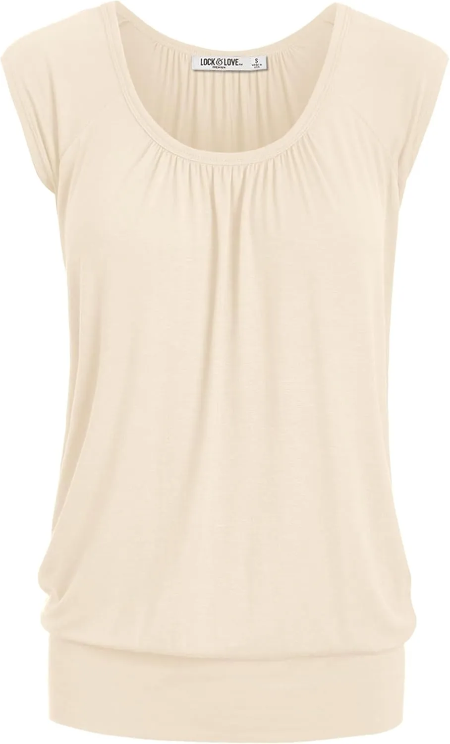 Lock and Love Women's Scoop Neck Short Sleeve Solid/Print/Dip-Dye Sweetheart Top S-3XL Plus Size