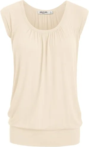 Lock and Love Women's Scoop Neck Short Sleeve Solid/Print/Dip-Dye Sweetheart Top S-3XL Plus Size