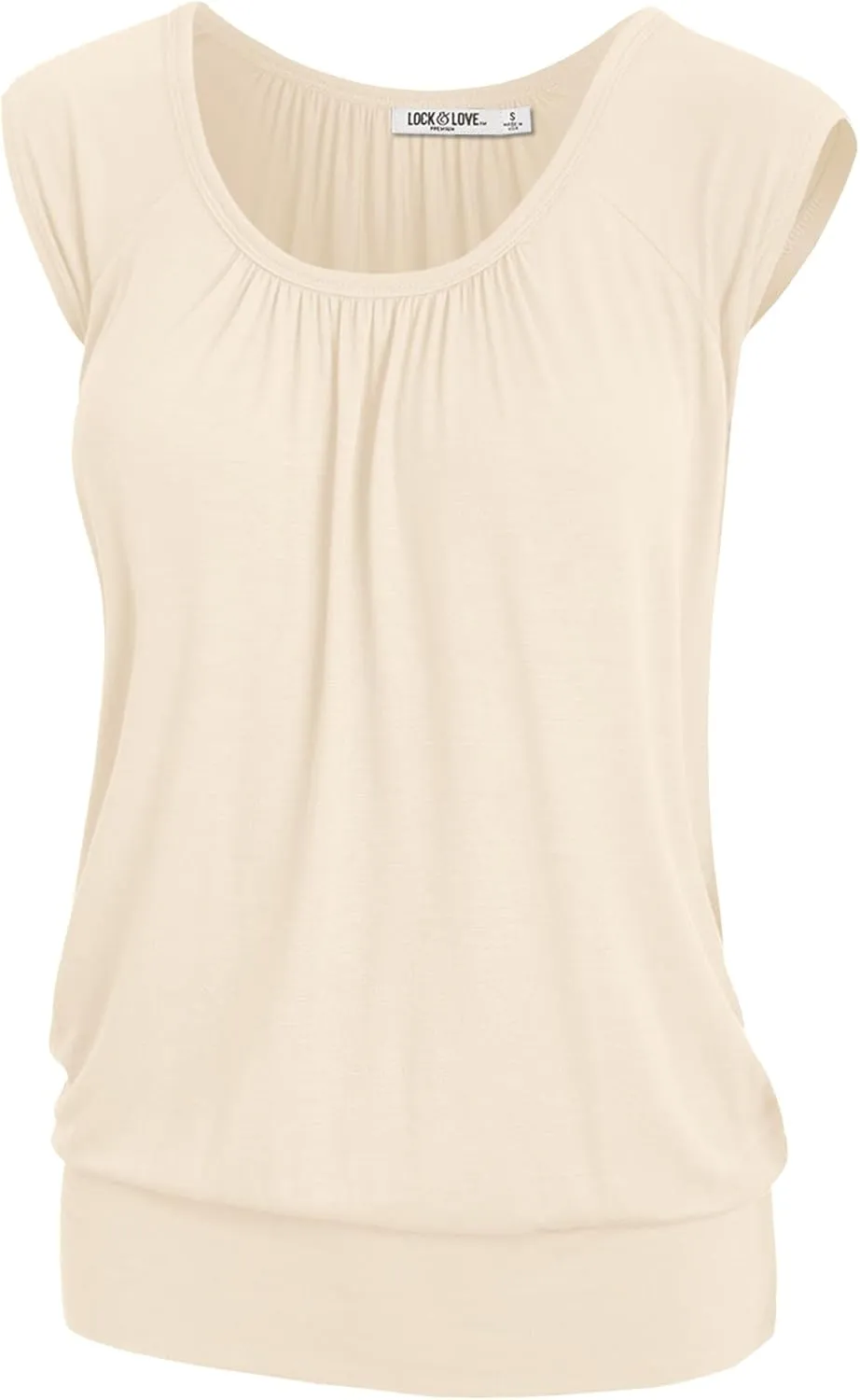 Lock and Love Women's Scoop Neck Short Sleeve Solid/Print/Dip-Dye Sweetheart Top S-3XL Plus Size