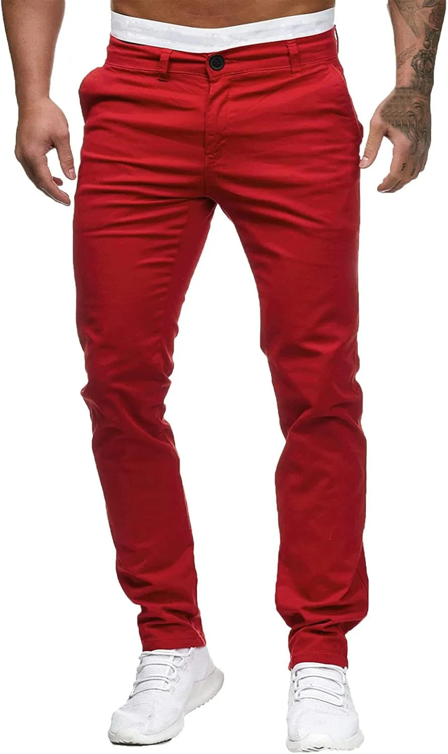 Mens Casual Pants Slim Fit Stretch Flat Front Slacks Zip Off Skinny Golf Chino Business Work Dress Pants with Pockets