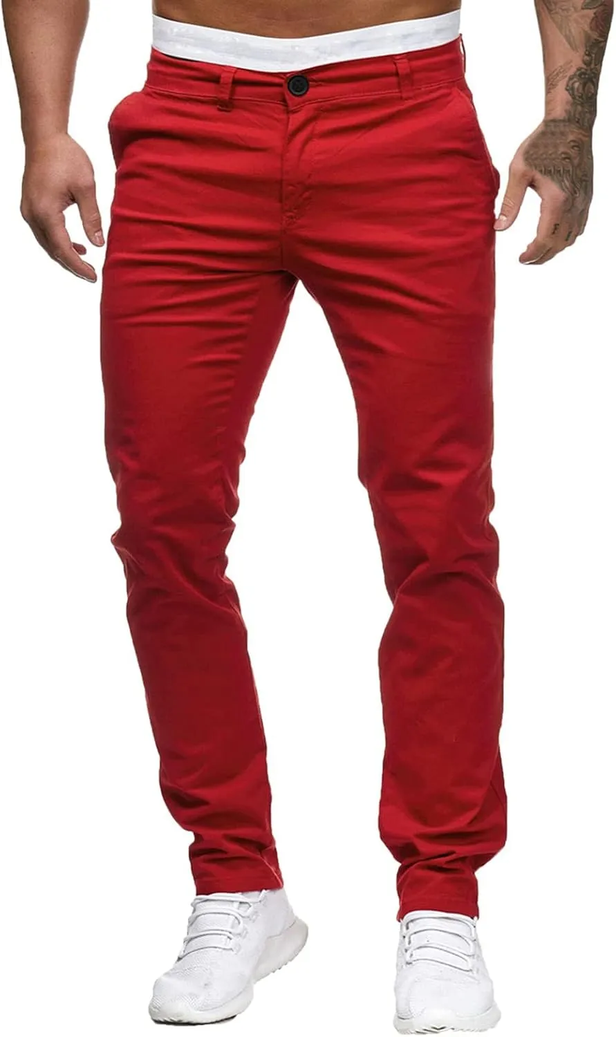 Mens Casual Pants Slim Fit Stretch Flat Front Slacks Zip Off Skinny Golf Chino Business Work Dress Pants with Pockets