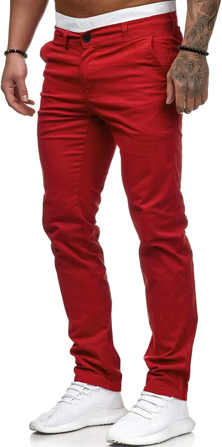 Mens Casual Pants Slim Fit Stretch Flat Front Slacks Zip Off Skinny Golf Chino Business Work Dress Pants with Pockets
