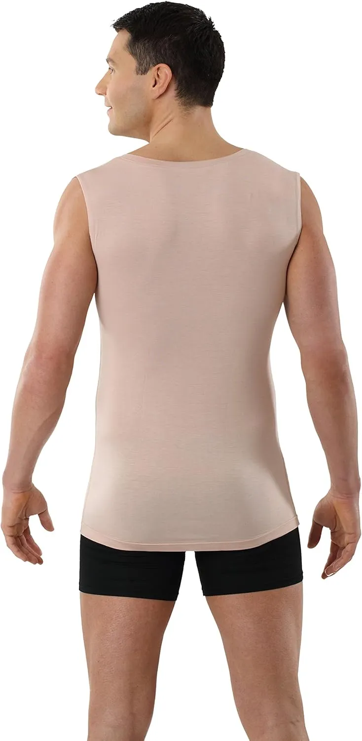Men's Invisible Sleeveless deep v-Neck Business Undershirt Micromodal Light Nude Beige