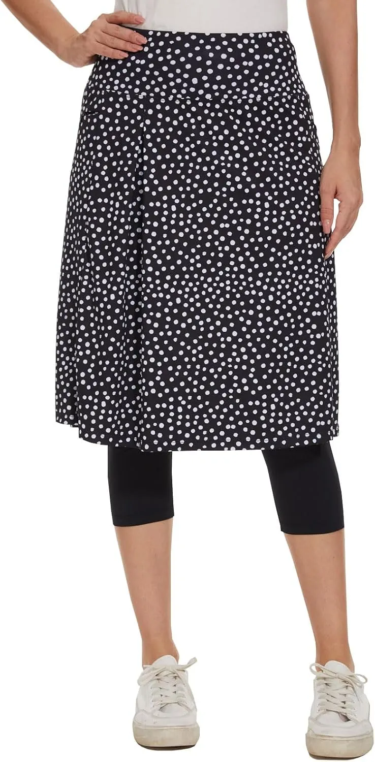 NOOYME Skorts for Women Leggings with Pockets 24" Knee Length Modest Athletic Running Skirts